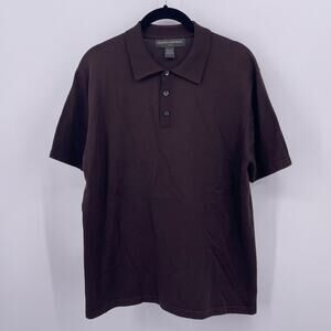 Banana Republic Sz S Brown Short Sleeve Polo Shirt Silk Cotton Luxe Blend Mens